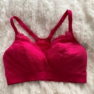 NWT Chantelle magenta lace bralette size L
